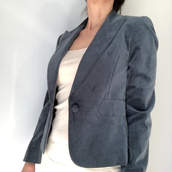 Tahari Arthur S. Levine Jacket sz 2 Slate Blue - Picture 3 of 12